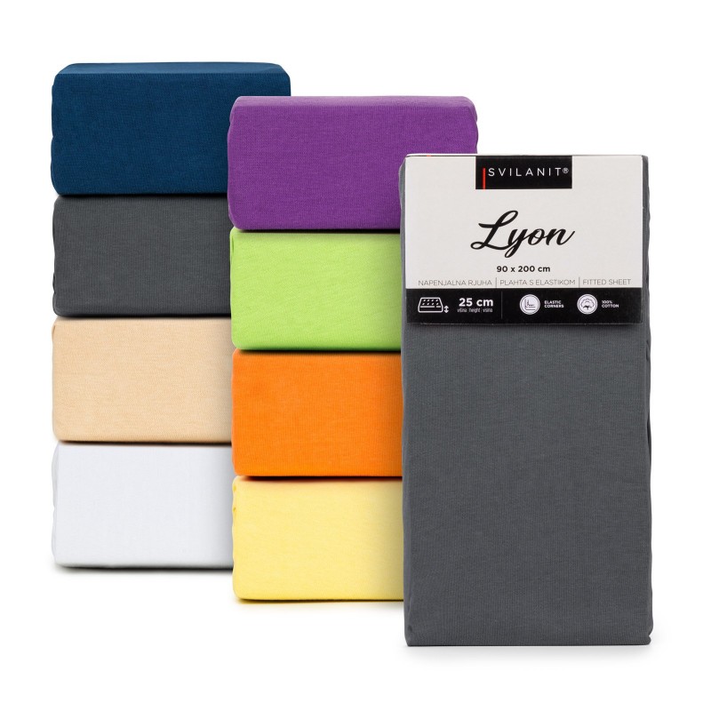 Pamučni elastični čaršav Lyon - sivi