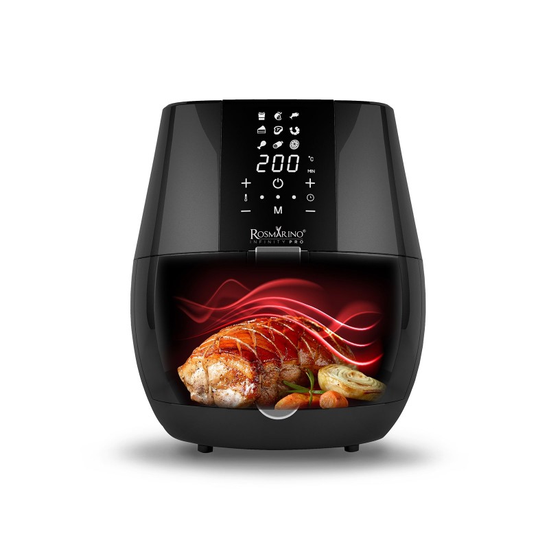 Manje kalorija i više hrskavosti! Friteza Rosmarino Infinity PRO će vas oduševiti zdravim revolucionarnim načinom prženja namirnica na vrućem vazduhu, čime se štedi na kalorijama i ulju, ali se čuva ukus i tekstura pržene hrane. Tehnologija s 9 programa i LED ekranom omogućava brz odabir i pripremu omiljenih krompirića, ribljih štapića, prženih pilećih bataka i svih prženih slatkih poslastica s čak 85% manje masnoće. Najlakši put do omiljene hrane bez griže savjesti i manji broj kalorija!
