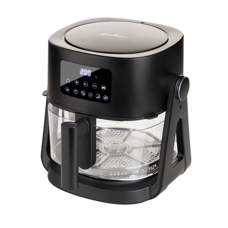 Reverzibilna staklena friteza na vrući vazduh 3-u-1 Rosmarino Airfryer Rotate&Grill 360° – 4,5 L + 2,5 L