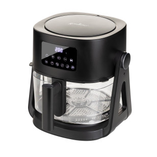 Reverzibilna staklena friteza na vrući vazduh 3-u-1 Rosmarino Airfryer Rotate&Grill 360° – 4,5 L + 2,5 L