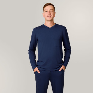 Svilanit duga muška pidžama Lennox V – Imperial Blue