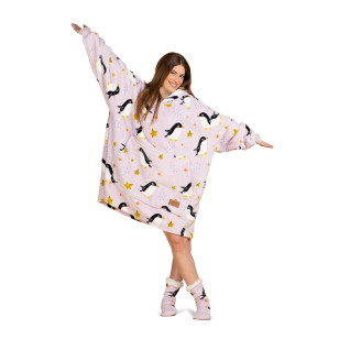 Hoodie ćebe za odrasle Svilanit WinterPengu + poklon čarape