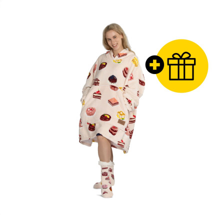 Hoodie ćebe za odrasle Svilanit Cake Time + Poklon čarape + poklon 
