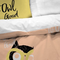 Dječija pamučna posteljina Svilanit Happy Owl - narandžasta