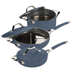 Set posuđa za kuhanje na pari, sotiranje i prženje Rosmarino Chef’s Choice All-in-One – plavi
